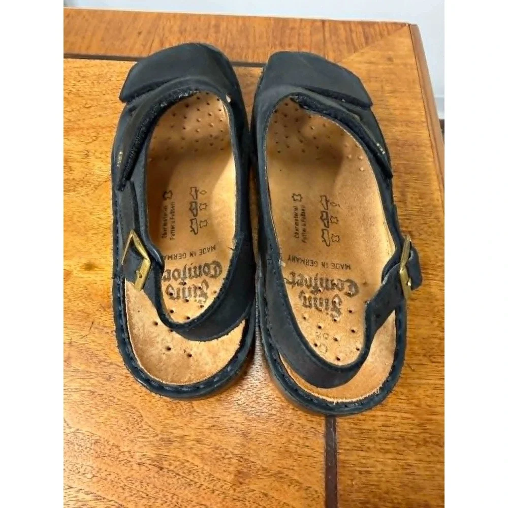 Finn Comfort Women's 6.5 UK 9 US Black Leather Slingback Sandals Made in Germany